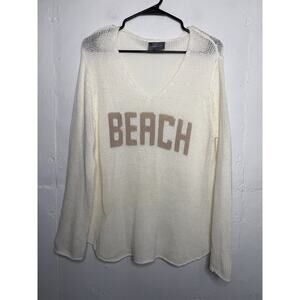 Wooden Ships Womens BEACH Cream M/L Knit Sweater EUC